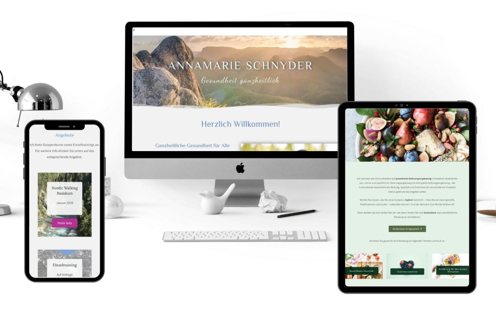 Ein Mockup von Annamaries Webseite