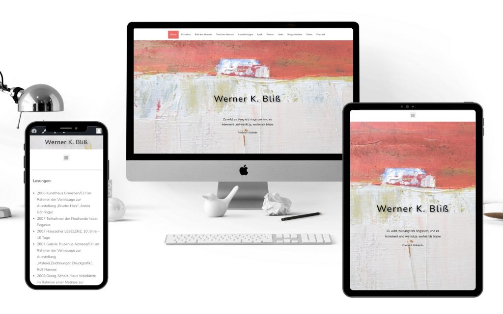 Ein Mockup von Werner Bliss Webseite