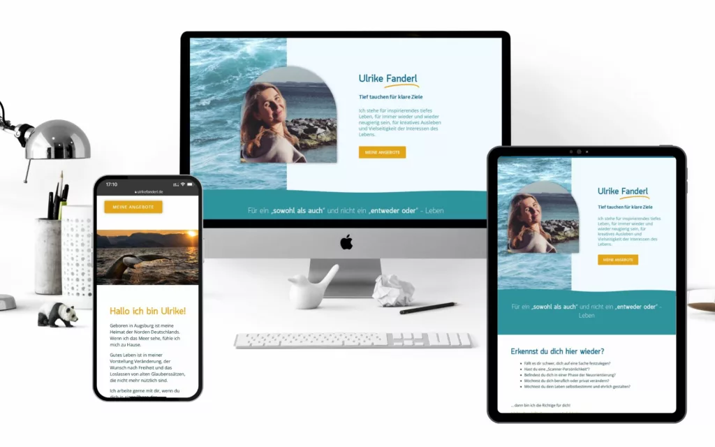 Mockup von Ulrike Fanderls Webseite